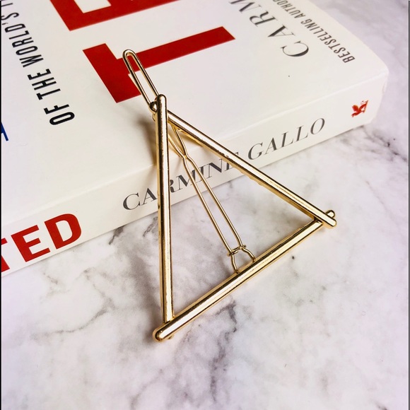 New! Gold Triangle Hair Clip Hair Pin Barrette - Picture 2 of 5